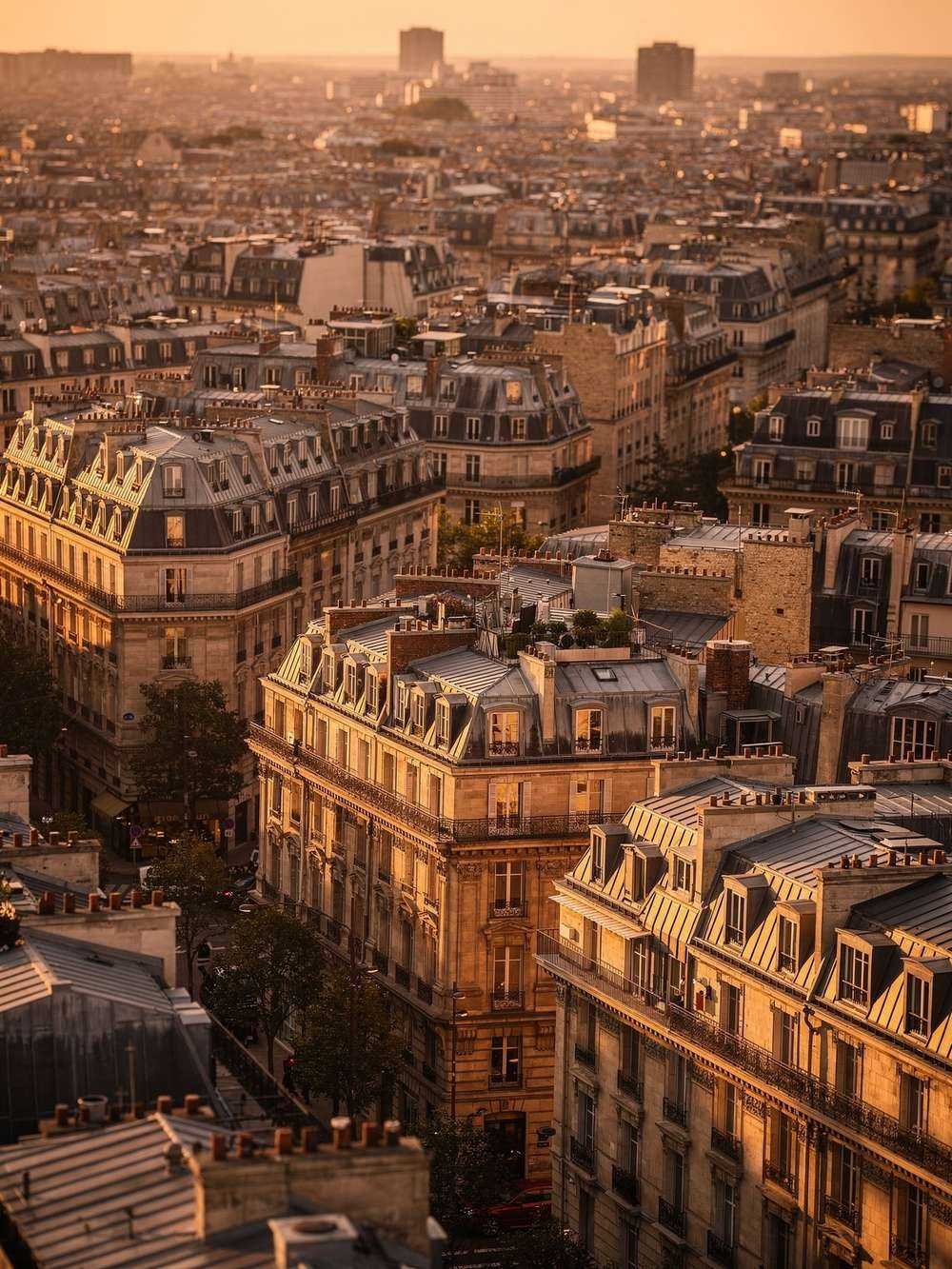 Toits de Paris au coucher du soleil